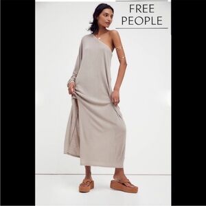 Free people Kara One shoulder maxi, oyster